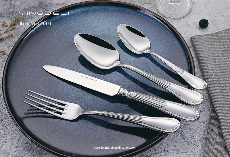 أدوات مائدة كلاسيكية J001 مورد ملاعق وشوك وسكاكين من الفولاذ المقاوم للصدأ بالجملة